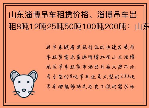 山东淄博吊车租赁价格、淄博吊车出租8吨12吨25吨50吨100吨200吨：山东淄博吊车租赁价格实惠优惠